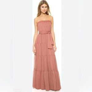 Jill Jill Stuart Desert Rose Tiered Ruffled Strapless Chiffon Dress Gown Sz 2